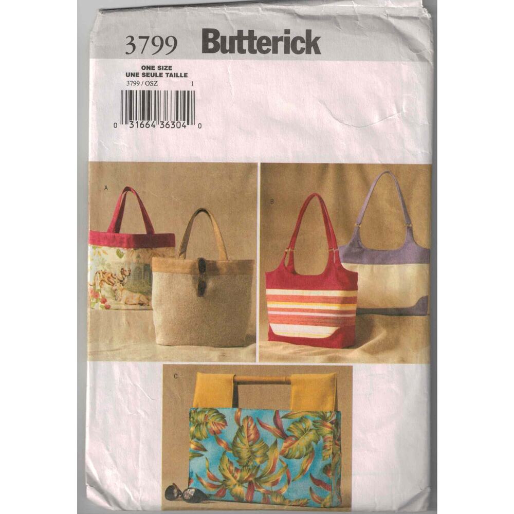 New Butterick Sewing Pattern #3799 - tote bags & purses